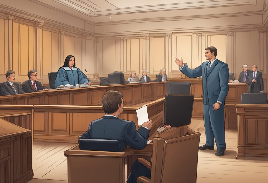 Decorative image of courtroom