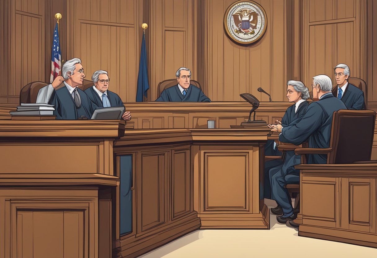 Decorative image of courtroom