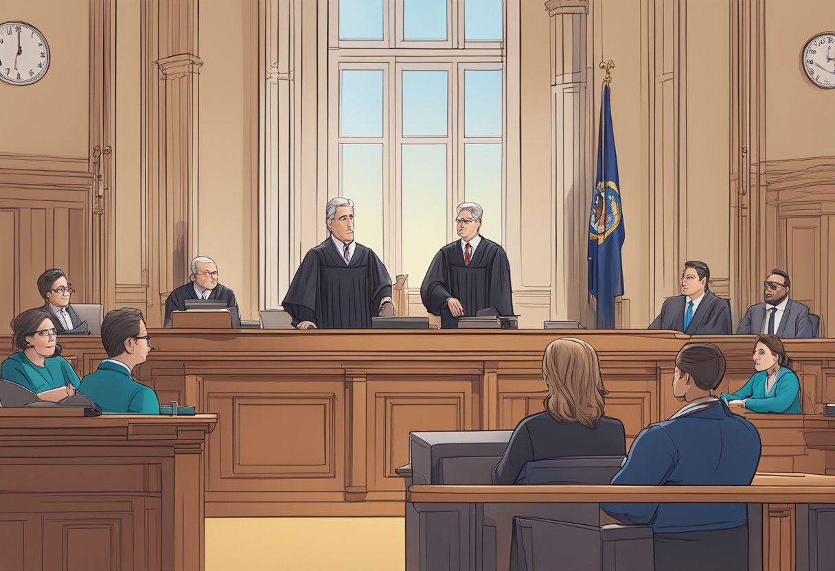 Decorative image of courtroom